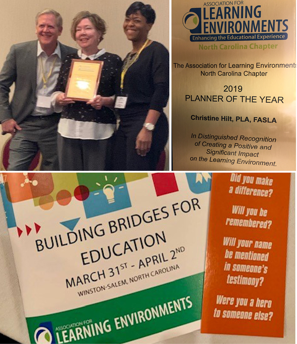 Christine Hilt Receives NC Chapter of Association for Learning Environments Planner of the Year Award